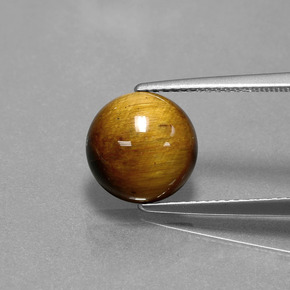 Oeil de Tigre Or Brun naturelle Coupe roude, 3.46 ct, Opaque