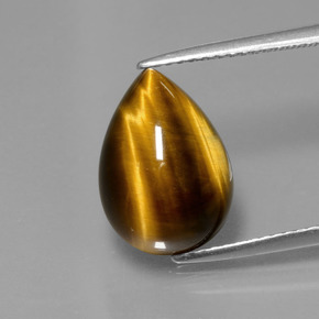 Tiger's eye marron naturelle en forme de poire, 5,05 ct, opaque