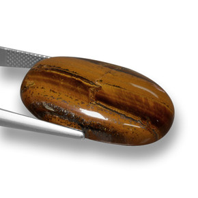 Tiger's eye marron naturelle coupe ovale, 33,59 ct, opaque