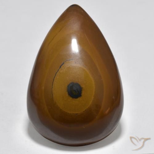 44.39ct Naturel Brun moyen Œil de tigre, En forme de poire, Opaque