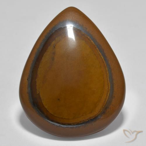 34.80ct Naturel Brun cèdre Œil de tigre, En forme de poire, Opaque