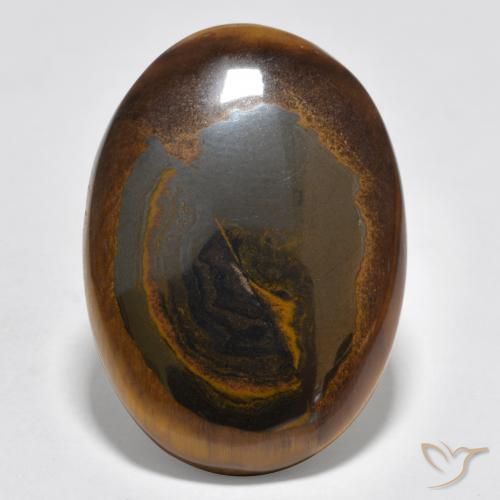24.04ct Naturel Brun moyen-foncé Œil de tigre, ovale, Opaque