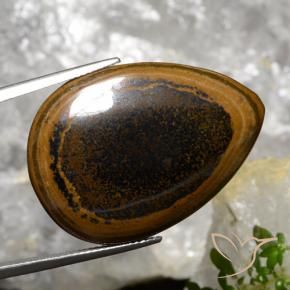 Oeil de Tigre Brun pécan naturelle En forme de poire, 35.89 ct, Opaque