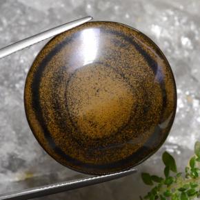 Tiger's eye marron naturelle coupe roude, 59,01 ct, opaque