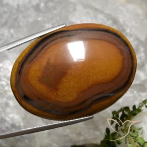 Tiger's eye marron naturelle coupe ovale, 92,65 ct, opaque