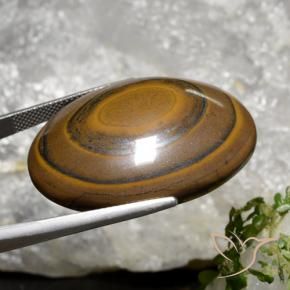 Tiger's eye marron naturelle coupe ovale, 89,36 ct, opaque