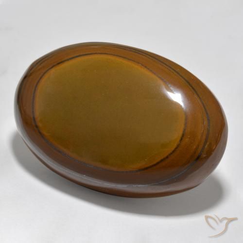 Oeil de Tigre Brun moyen naturelle ovale, 93.95 ct, Opaque