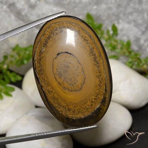 Oeil de Tigre Marron jaunâtre naturelle ovale, 52.57 ct, Opaque