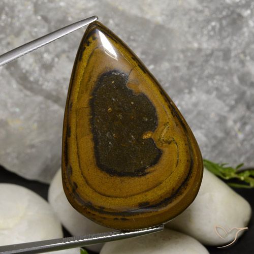 52.90ct Naturel Brun moyen-foncé Oeil de Tigre, En forme de poire, Opaque