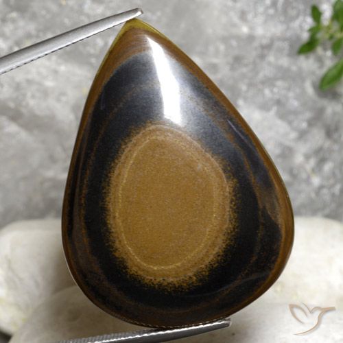 45.66ct Naturel Brun rugueux Œil de tigre, En forme de poire, Opaque