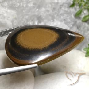 Œil de tigre Brun rugueux naturelle En forme de poire, 45.66 ct, Opaque