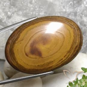 Œil de tigre Brun moyen-foncé naturelle ovale, 79.99 ct, Opaque