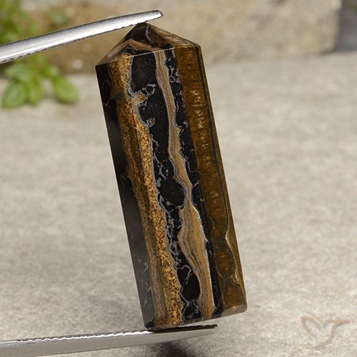 Oeil de Tigre Marron chaud naturelle Forme fantaisie, 32.91 ct, Opaque