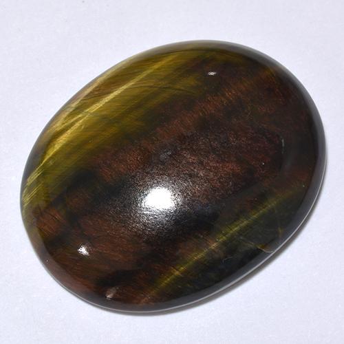 Tiger's eye multicolore naturelle coupe ovale, 24,66 ct, opaque