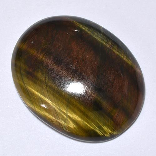 Tiger's eye multicolore naturelle coupe ovale, 24,66 ct, opaque