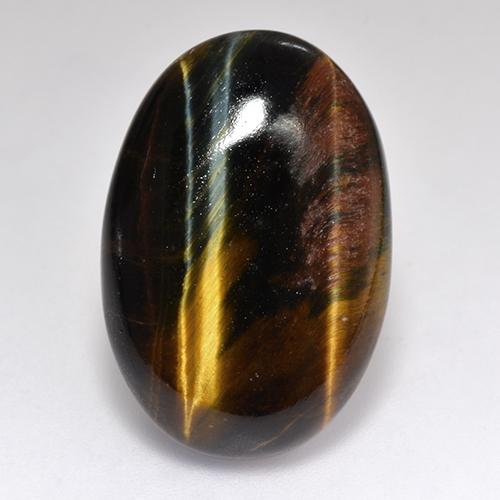 Tiger's eye multicolore naturelle coupe ovale, 18,46 ct, opaque