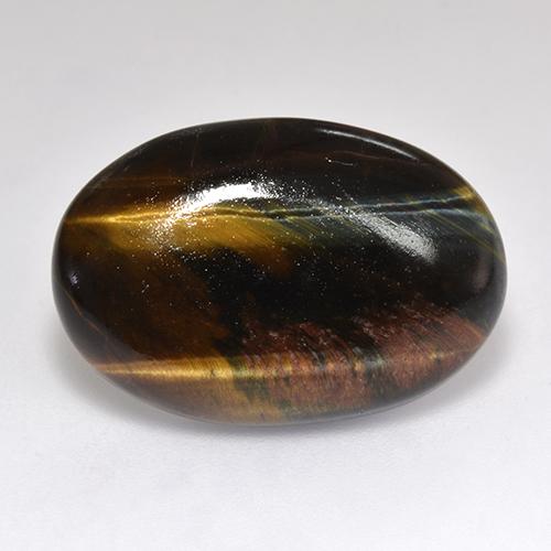 Tiger's eye multicolore naturelle coupe ovale, 18,46 ct, opaque