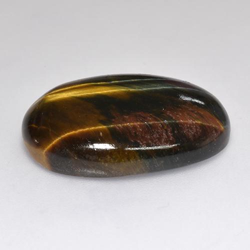 Tiger's eye multicolore naturelle coupe ovale, 18,46 ct, opaque