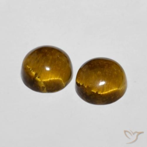 Achetez naturel 3.89ct Brun doré Oeil de Tigre gems, Coupe roude, En provenance Thaïlande chez GemSelect. En stock, livraison internationale!