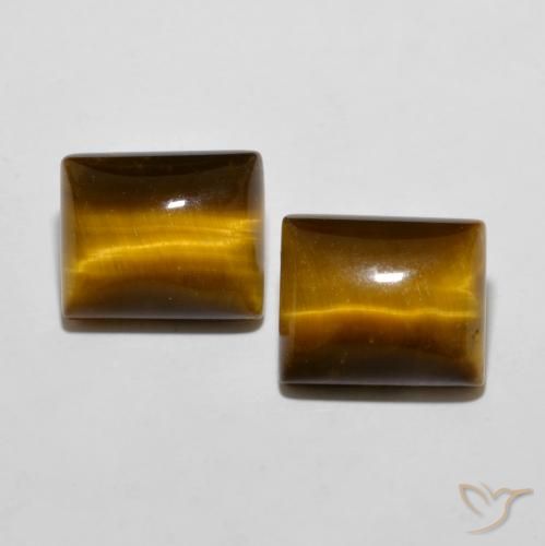 12.36ctw Naturel Marron jaunâtre Œil de tigre, Baquette, Opaque