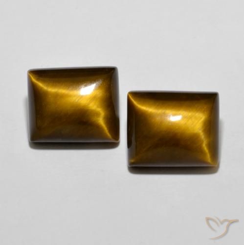 12.57ctw Naturel Marron jaunâtre Œil de tigre, Baquette, Opaque