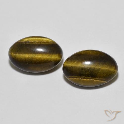 7.97ctw Naturel Marron chaud Œil de tigre, ovale, Opaque