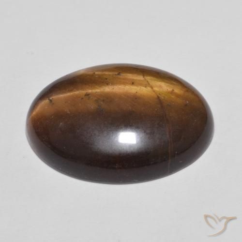 Œil de tigre Caramel brun naturelle ovale, 9.50 ct, Opaque