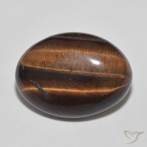10.54ct Naturel Medium Dark-Brown Œil de tigre, ovale, Opaque