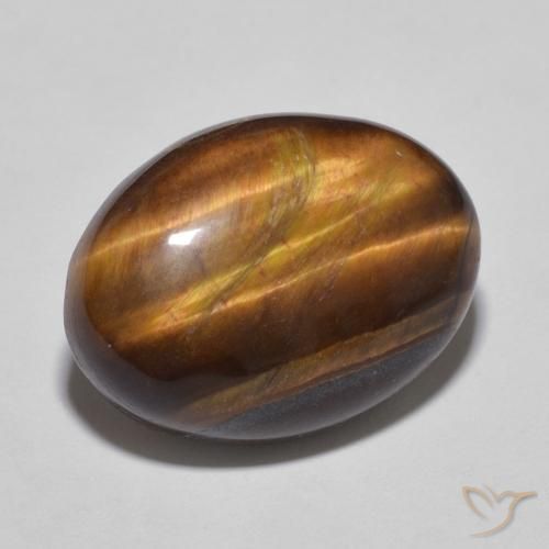 Œil de tigre Medium Dark-Brown naturelle ovale, 11.69 ct, Opaque