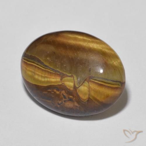 Oeil de tigre ovale de 9,28 ct, 18,3 x 13,4 mm d'Inde, Photo A