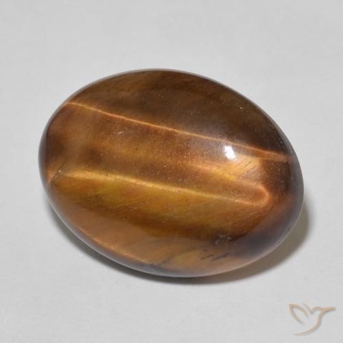 Œil de tigre Brun doré naturelle ovale, 9.66 ct, Opaque
