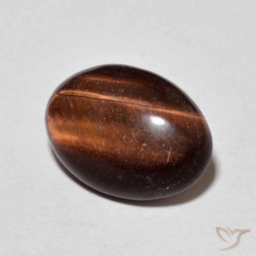 Œil de tigre Brun rougeâtre naturelle ovale, 5.15 ct, Opaque