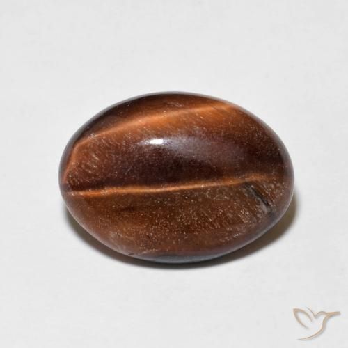 5.19ct Naturel Medium Dark-Brown Œil de tigre, ovale, Opaque
