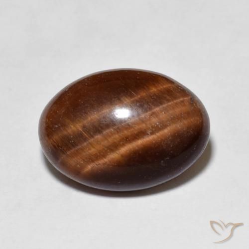 5.38ct Naturel Medium Dark-Brown Œil de tigre, ovale, Opaque
