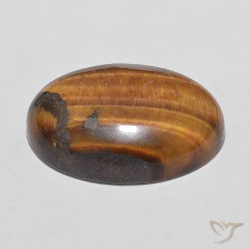 Œil de tigre Marron chaud naturelle ovale, 11.39 ct, Opaque