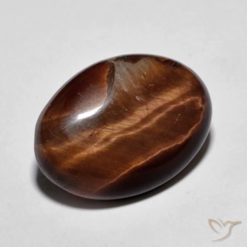 Œil de tigre Marron chaud naturelle ovale, 9.63 ct, Opaque