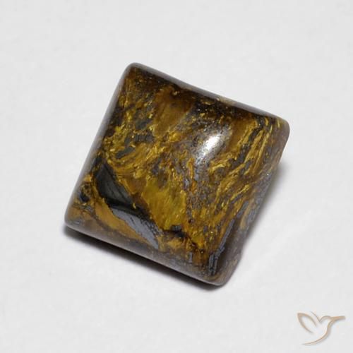 Œil de tigre Medium Light-Brown naturelle Carré, 1.46 ct, Opaque