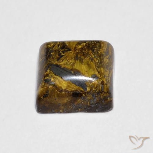 Œil de tigre Medium Light-Brown naturelle Carré, 1.46 ct, Opaque