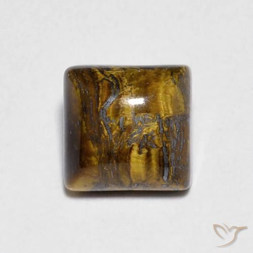 1.36ct Naturel Medium Light-Brown Œil de tigre, Carré, Opaque