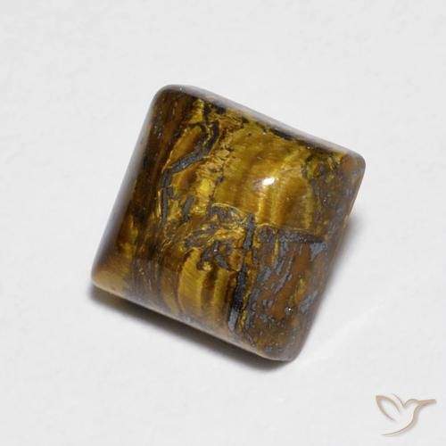 Œil de tigre Medium Light-Brown naturelle Carré, 1.36 ct, Opaque