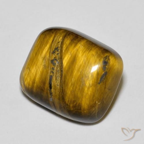 Œil de tigre Brun doré naturelle Coussin, 8.96 ct, Opaque