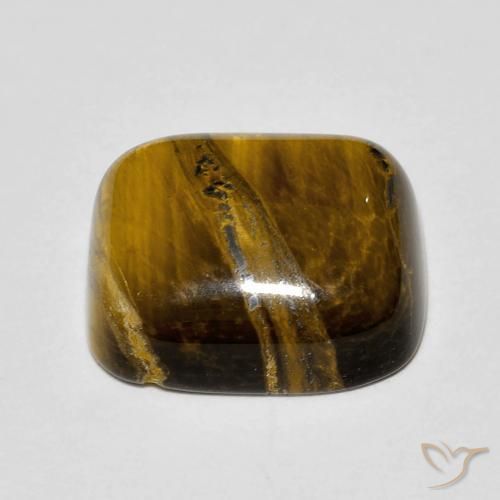 Œil de tigre Brun doré naturelle Coussin, 8.96 ct, Opaque