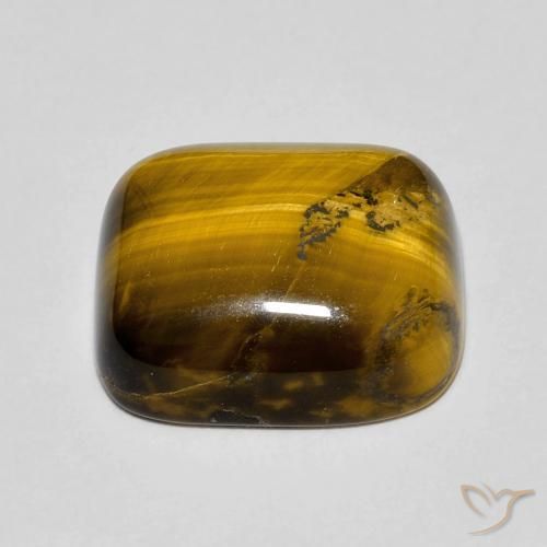Œil de tigre Brun doré naturelle Coussin, 8.86 ct, Opaque