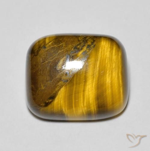 Œil de tigre Marron clair naturelle Coussin, 9.28 ct, Opaque