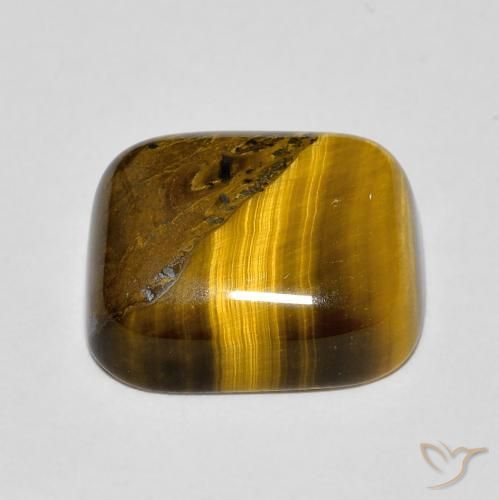 Œil de tigre Marron clair naturelle Coussin, 9.28 ct, Opaque