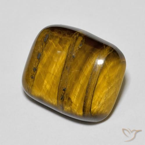 Œil de tigre Medium Light-Brown naturelle Coussin, 9.15 ct, Opaque