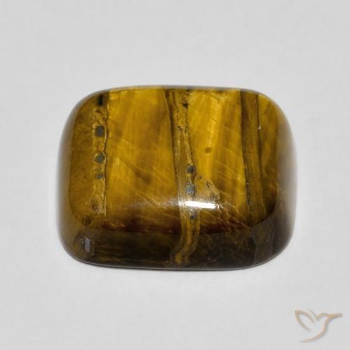 Œil de tigre Medium Light-Brown naturelle Coussin, 9.15 ct, Opaque