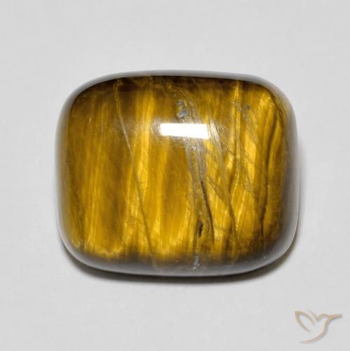 Œil de tigre Brun doré naturelle Coussin, 8.72 ct, Opaque