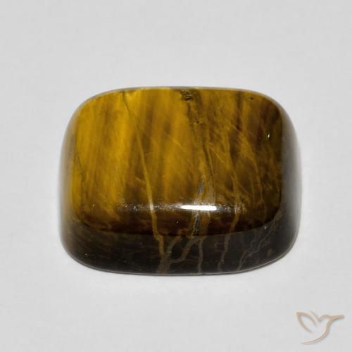 Œil de tigre Brun doré naturelle Coussin, 8.72 ct, Opaque