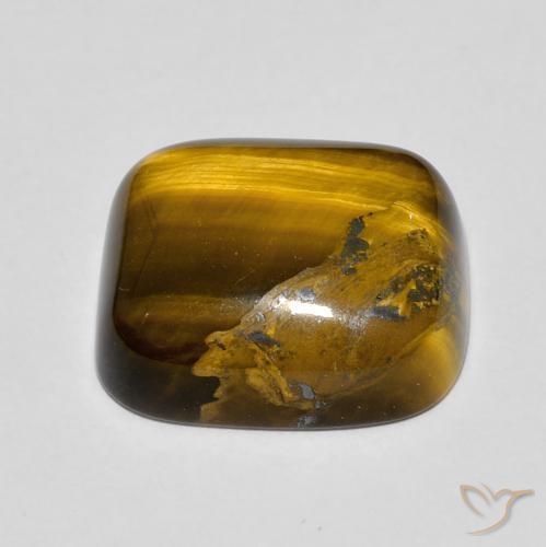 Œil de tigre Brun doré naturelle Coussin, 8.49 ct, Opaque